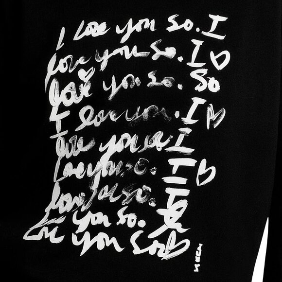 Womens Aqua Kerri Rosenthal Black White Love You So Graphic Sweatshirt Top XL - Picture 2 of 9